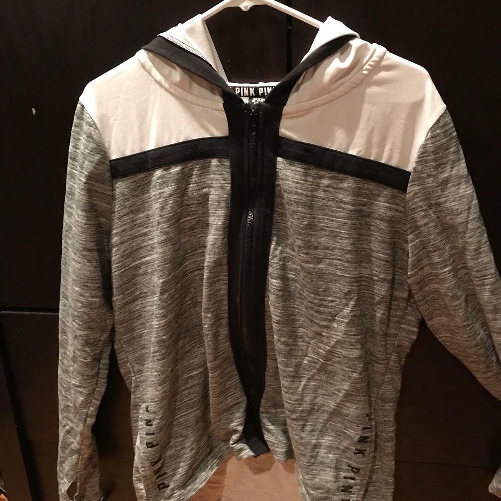 PINK zip up hoodie! Size Large